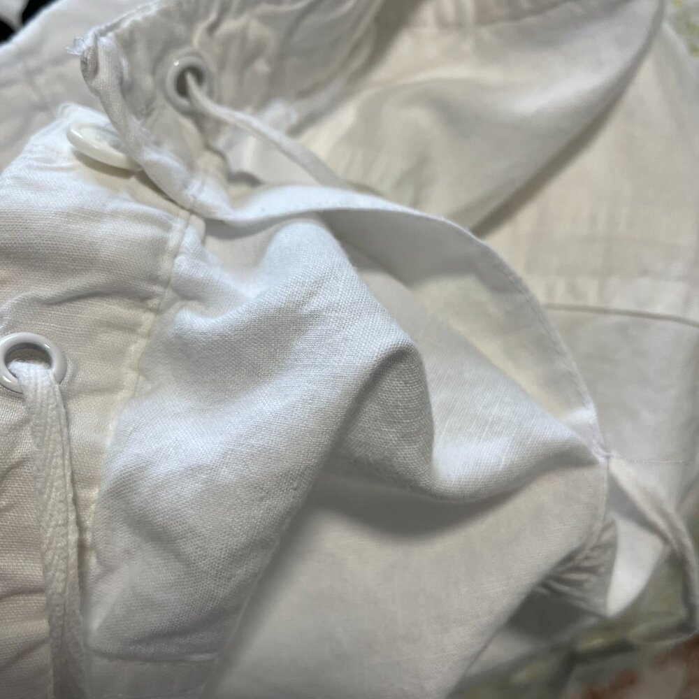 NY & Company White Linen Cotton Blend Drawstring Pants Size XL - Picture 8 of 8
